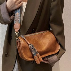 Pattern Strap Zipper Crossbody Hobo Bag, Stylish Vintage Shoulder Bag.